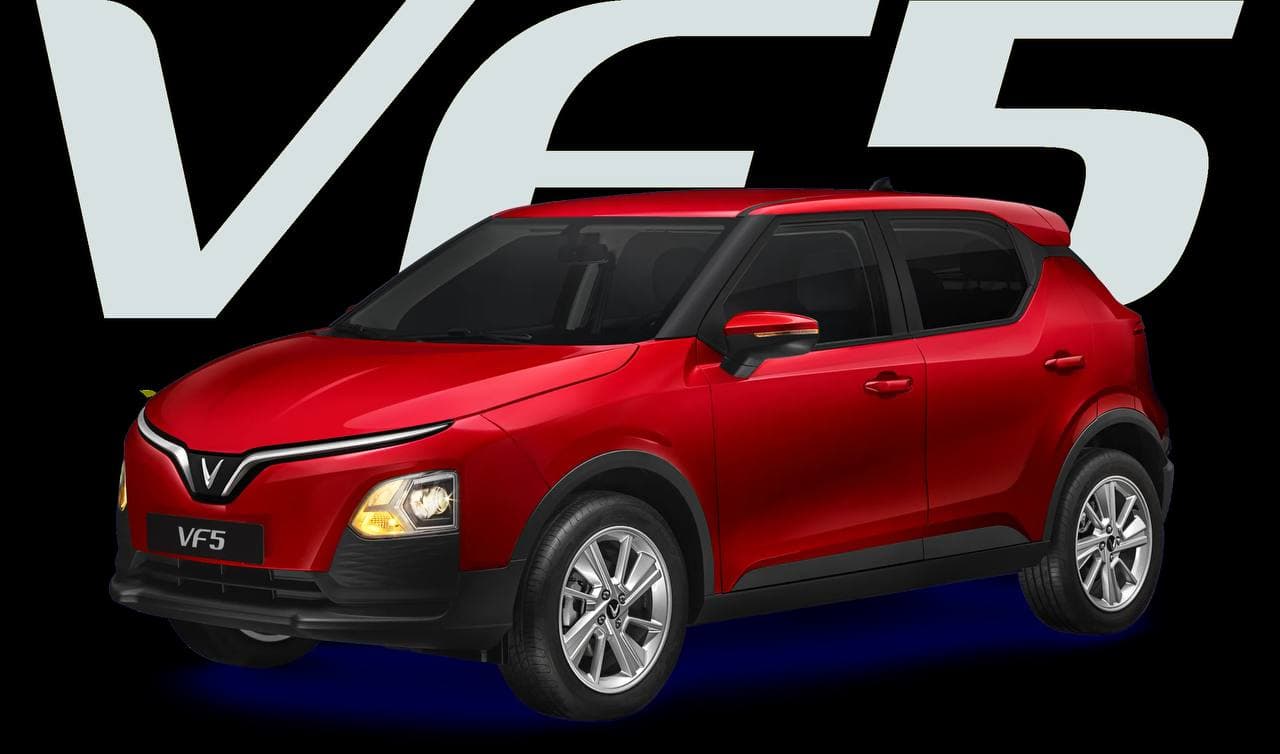 VinFast VF 5 màu đỏ nhìn nghiêng trước
